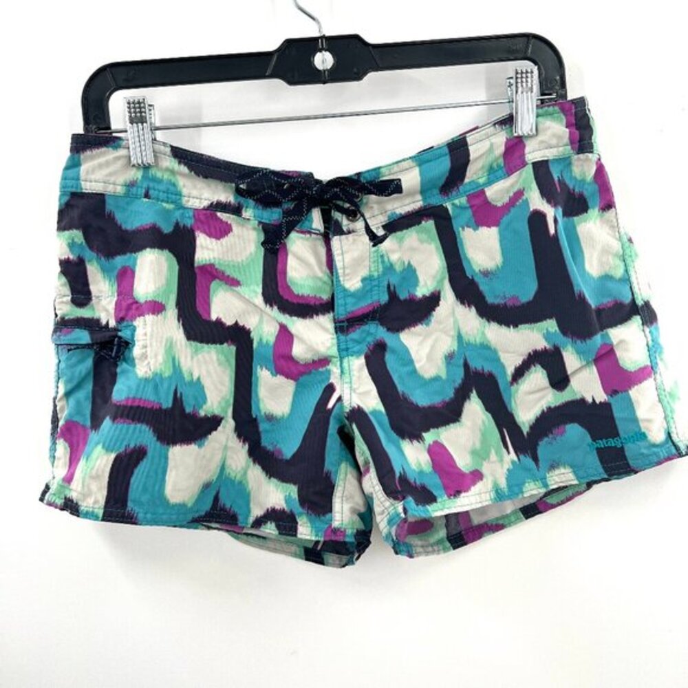 Patagonia low rise Wavefarer‎ Board Shorts beach swim geometric print 8 women